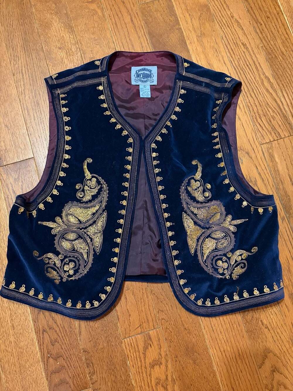 Cambridge Dry Goods Company Embroidered Velvet Vest